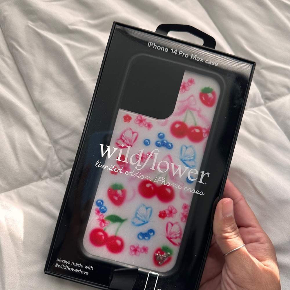 Wildflowers Cherry & Butterfly iPhone 14 Pro Max Case - Pink, Blue, Green, Red